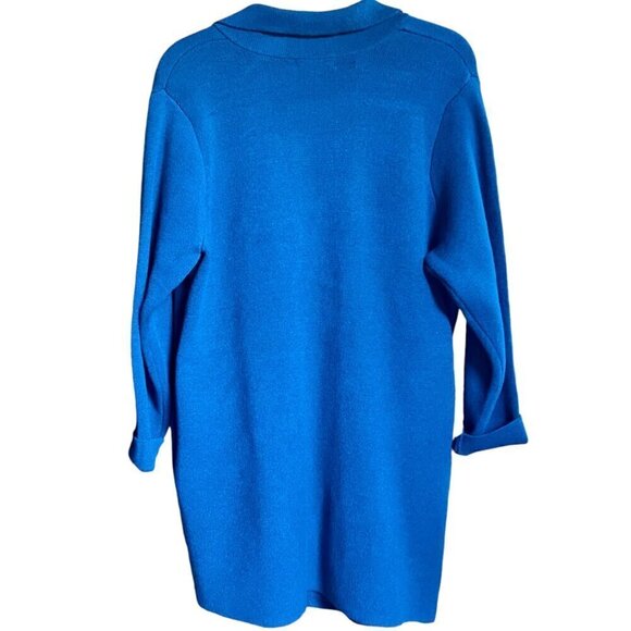 Liz Claiborne Cardigan Sweater Teal Long Lined One Button Closure Pockets XL - Picture 10 of 11